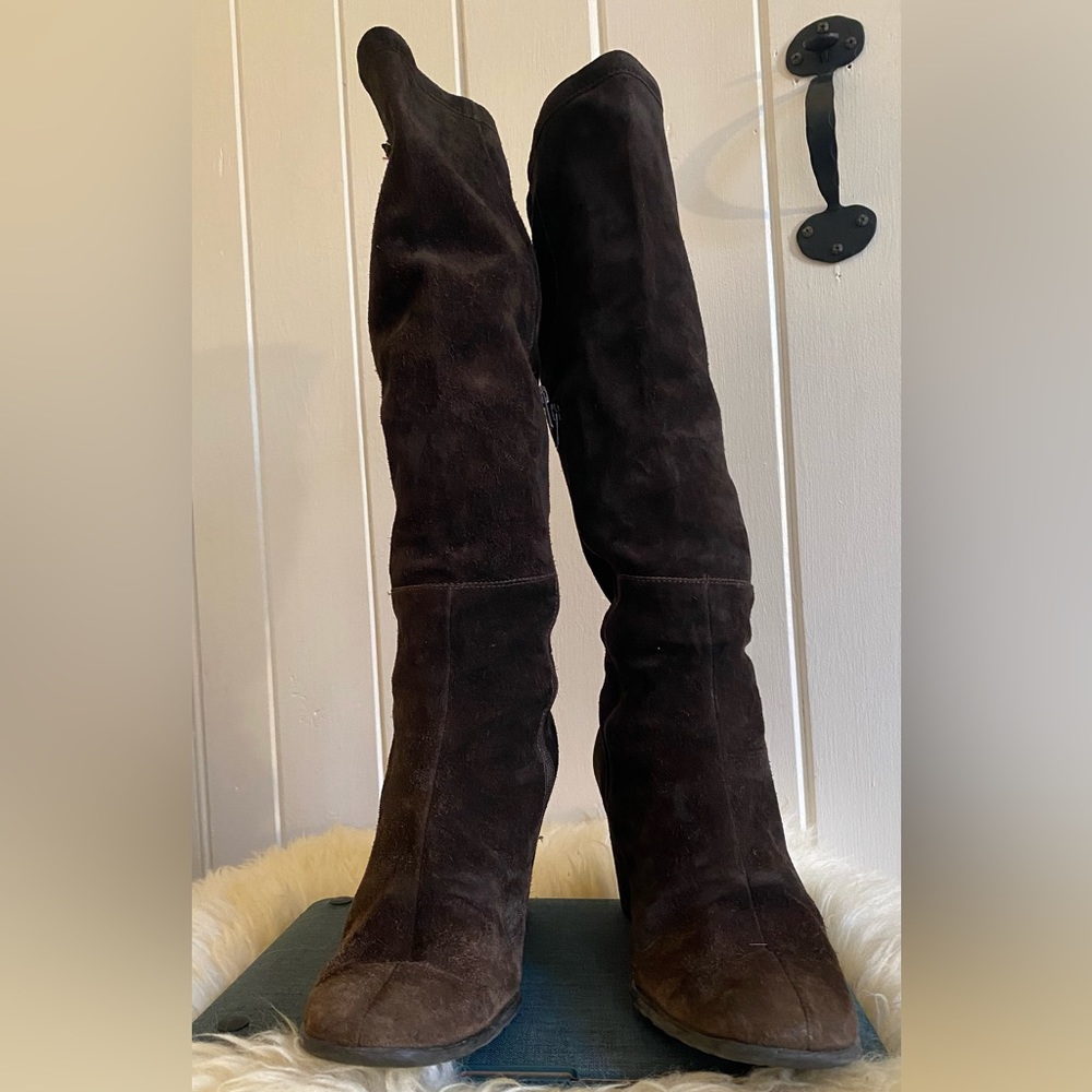 FRANCO SARTO Suede Tall Wedge Boots - Picture 3 of 10
